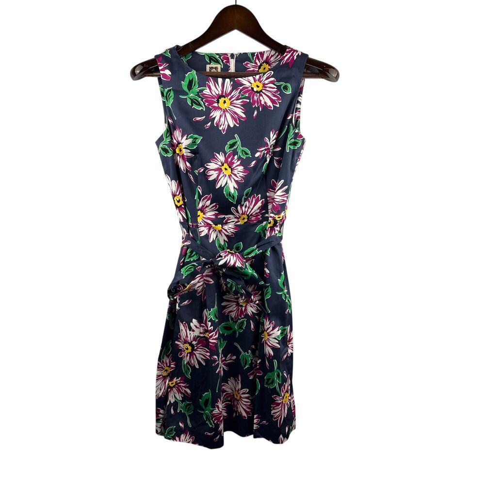 Women’s Anne Klein Size 2 Navy Blue Floral Business Dress w/ Detachable Belt